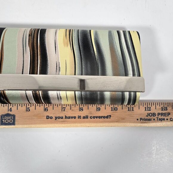 Bijoux Terner Clutch Purse Evening Hand Bag Multicolored Striped Fabric Silver - Picture 8 of 11